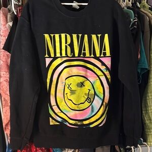 Nirvana Black Sweatshirt with Yellow and Multicolor Design